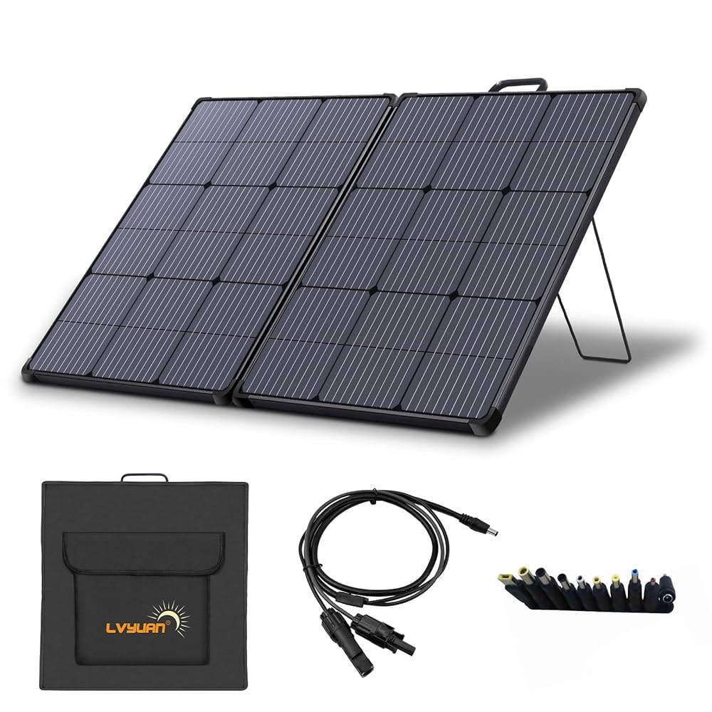 LVYUAN ETFE 折りたたみ式ソーラーパネル 100W ※送料込 Amazon | LVYUAN 100W ソーラーパネル 12V用 折畳式 高効率22.5
